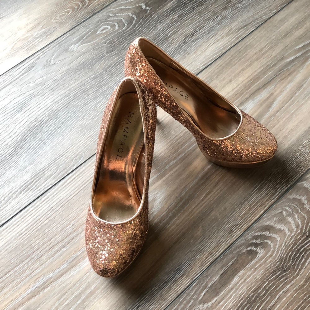 Rampage 4” Gold Glitter Heels